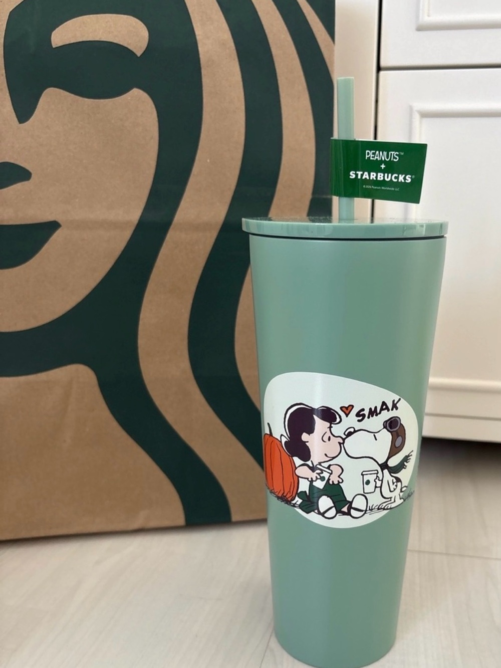 Starbucks x Peanuts Mint Green Reusable Tumbler with Straw